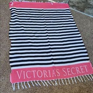 Victoria’s Secret fringe b/w stripe beach blanket